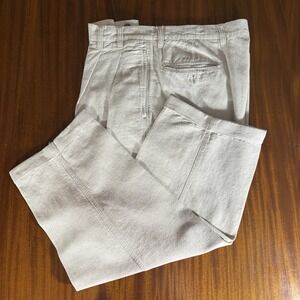 90s Y2K Eddie Bauer Pants 35x30 (33x25.5) Mens‎ Linen Blend Pleated Beige EUC